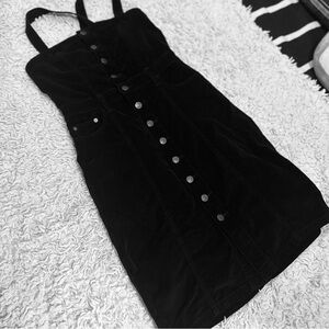 Free People Black Corduroy Button Up Jumper Dress 6